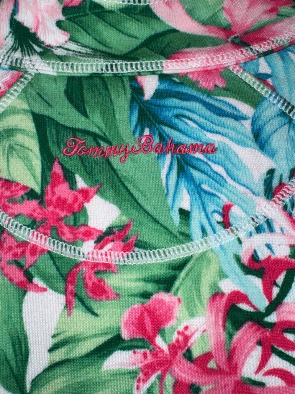 EUC TOMMY BAHAMA ARUBA PINK FLORAL TROPICAL FULL ZIP TOP JACKET SWEATSHIRT XL - Picture 4 of 5